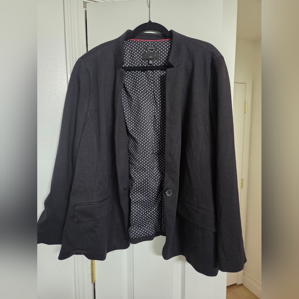 ​Talbots Aberdeen Knit Blazer Black Single Button Career Jacket Plus Size 22W